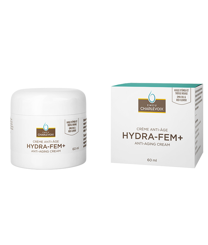 Crème anti-âge Hydra-Fem+ Huile d’émeu et trèfle rouge